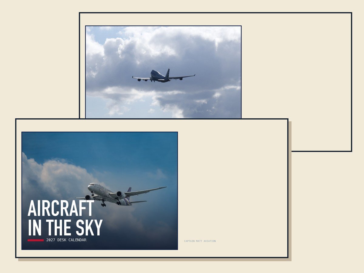 2027 aircraft photo desk calendar, Aircraft in the Sky, with twelve aviation photographs